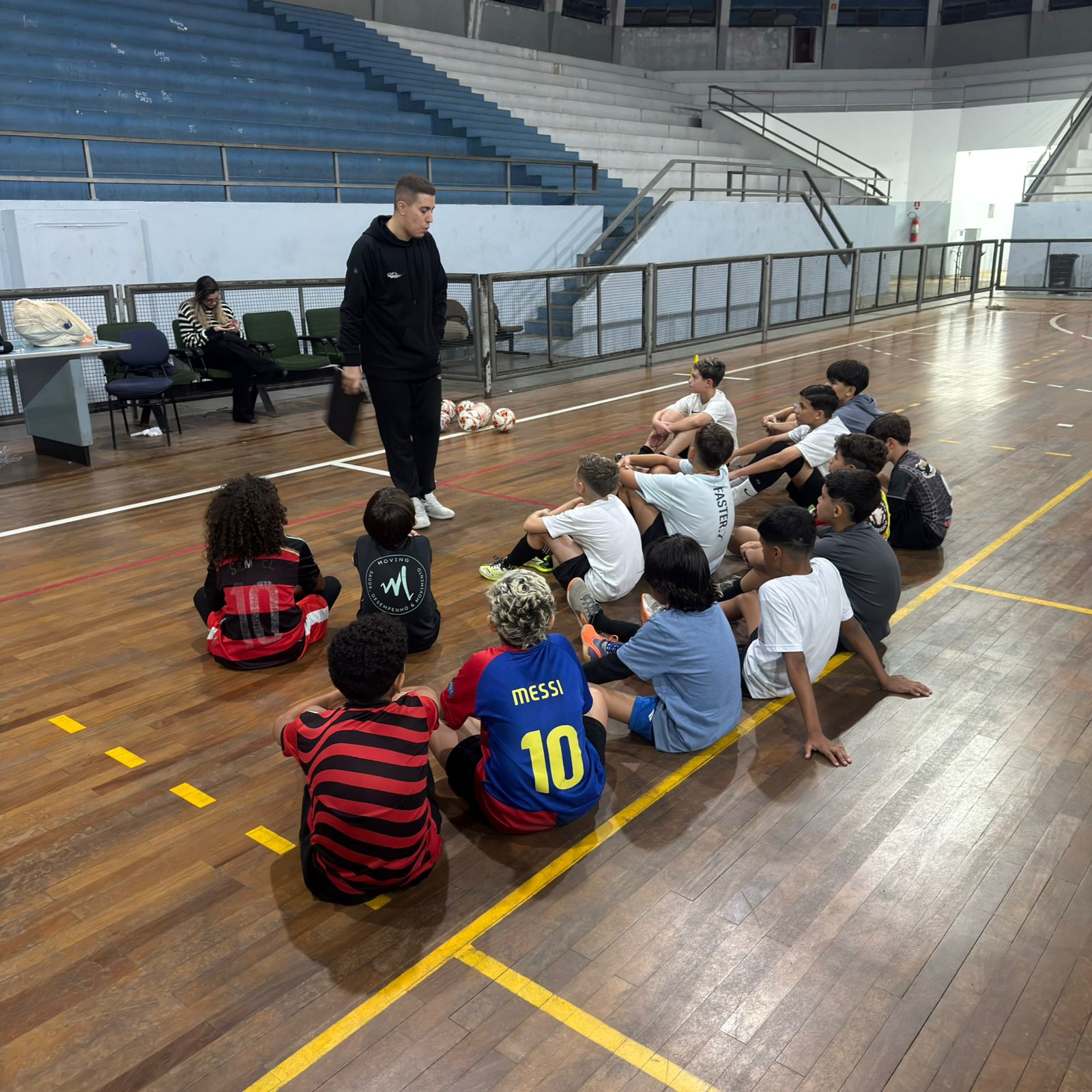 Roda de conversa durante o treino